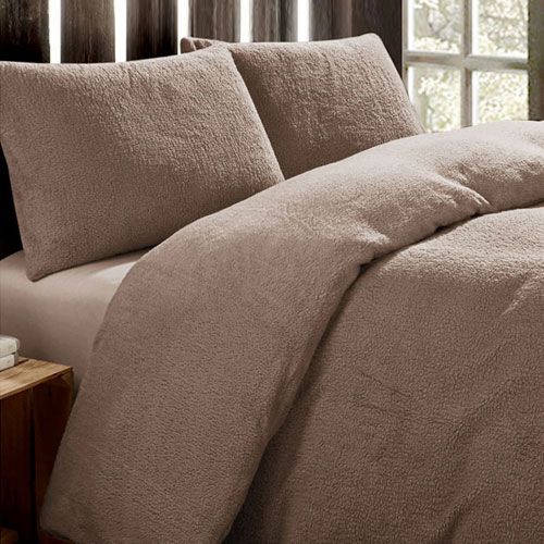 Super Soft Teddy Fleece Duvet Set Brown