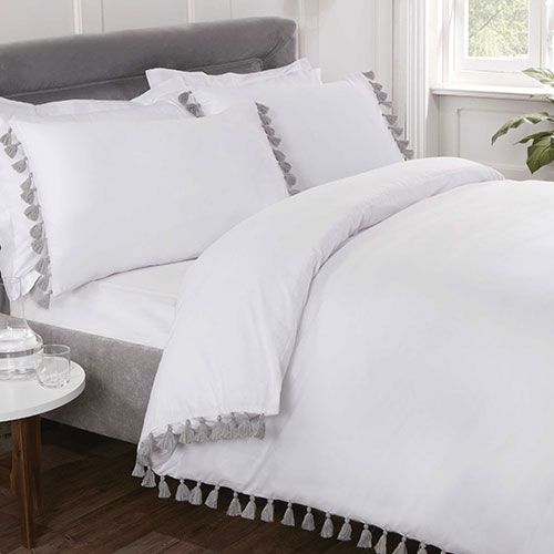 Tassel Luxury Duvet Set White