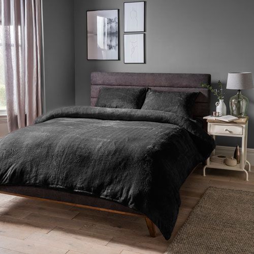 Cosy & Soft Teddy Duvet Set Black