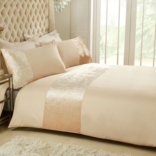Luxury Velvet Cuff Duvet Set Champagne