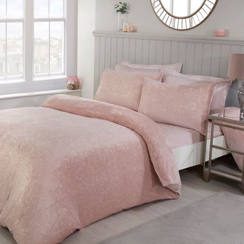 Glitter Foil Fleece Duvet Set Blush