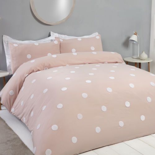 Tufted Circles Blush White Duvet Set