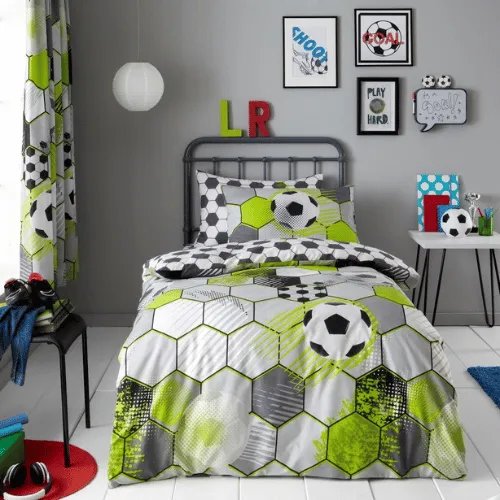 Young Ones Single Duvet Set Football Stamp Single