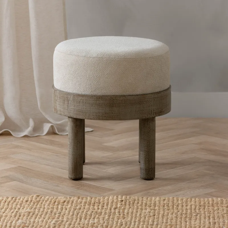 Ebbett Wooden Footstool Ecru
