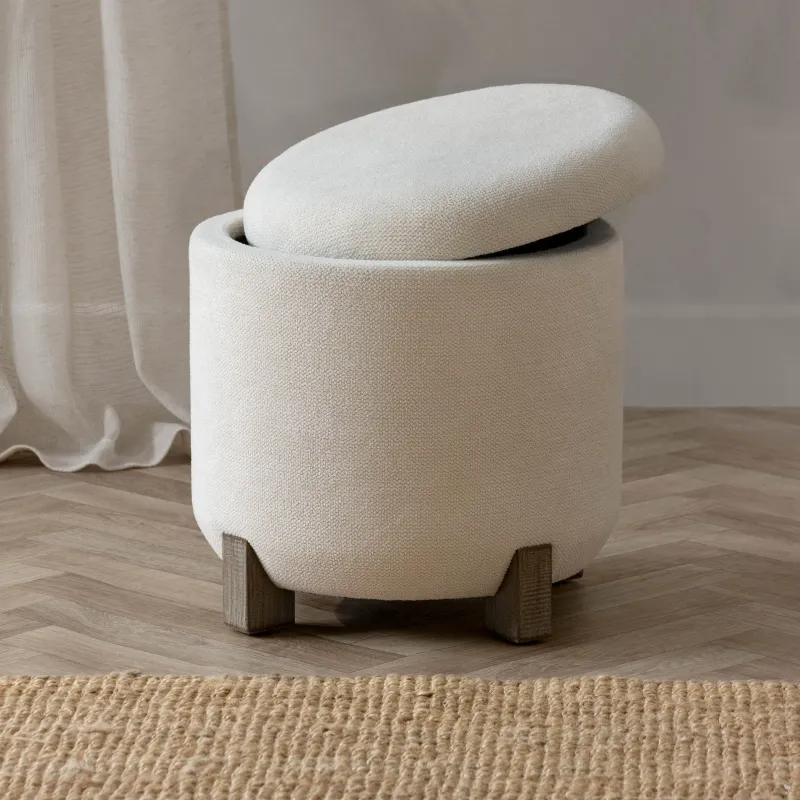Ebbett Wooden Footstool Ecru