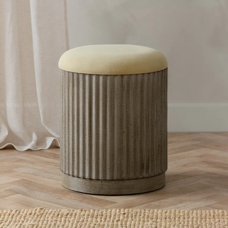 Ebbett Wooden Footstool Ecru