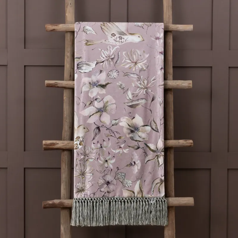 Floella Printed Fringe Throw Viola