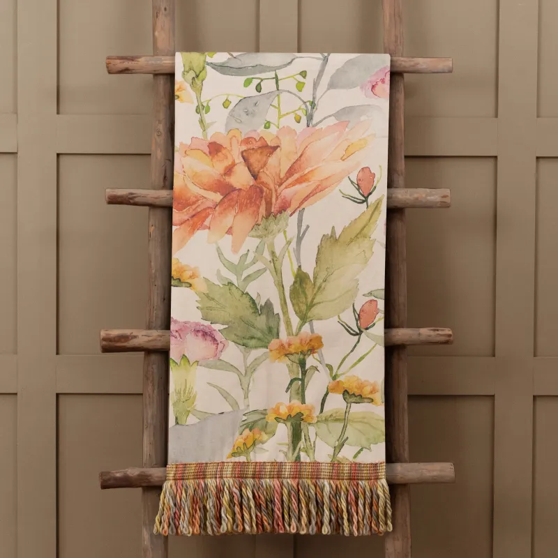 Delamere Printed Fringe Throw Linen
