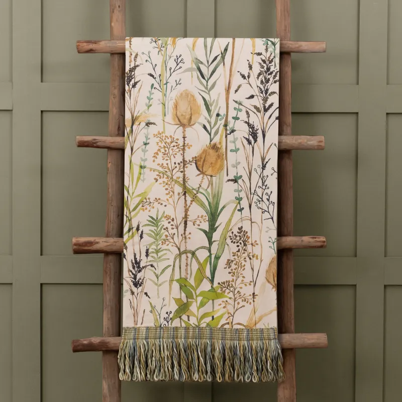 Lydiard Printed Fringe Throw Linen