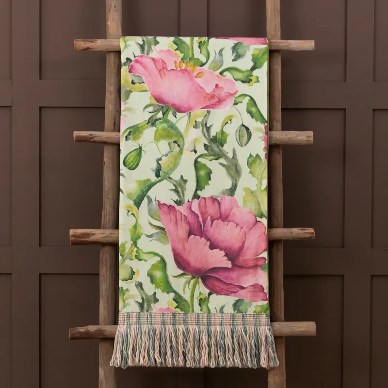 Valeria Printed Fringe Throw Sage