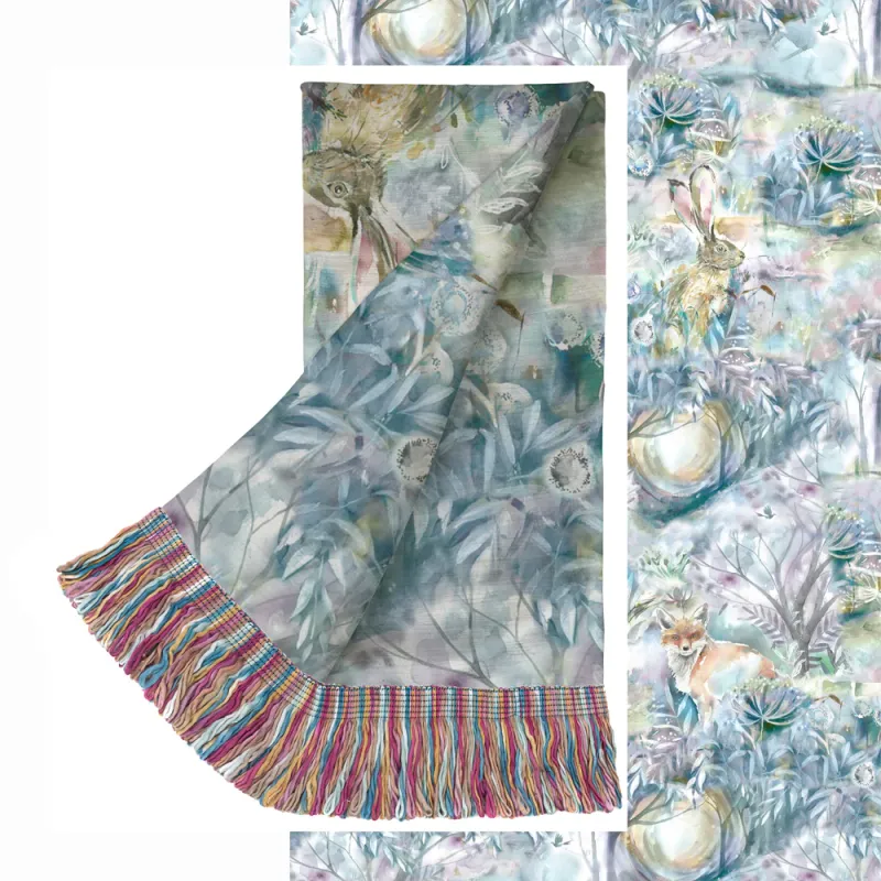 Fox And Hare Printed Throw True Blue