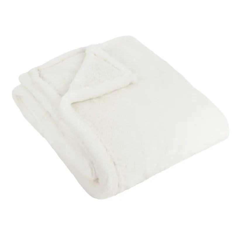 Kallu Double-Sided Faux-Fur Throw Ecru