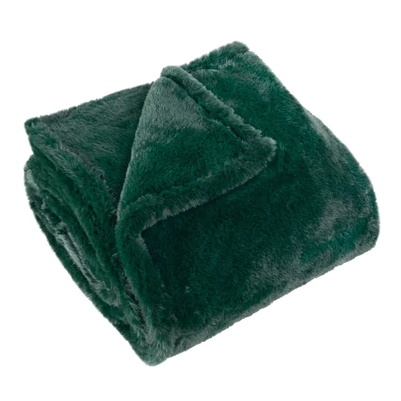 Kallu Double-Sided Faux-Fur Throw Needle Green
