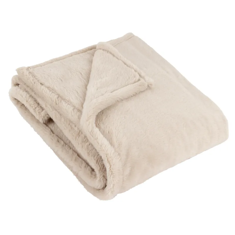 Kallu Double-Sided Faux-Fur Throw Natural