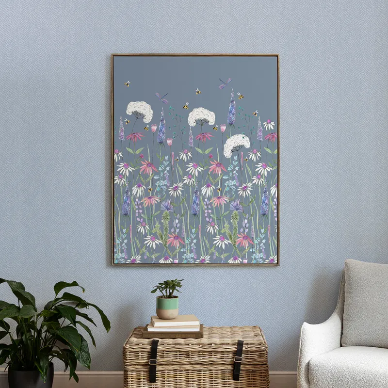 Hermione Framed Canvas Bluebell