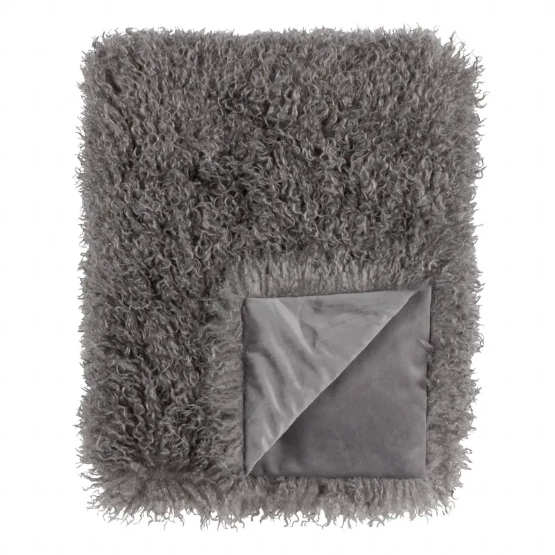 Rowan Faux Fur Throw Grey