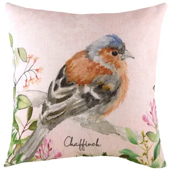 Chaffinch Printed Cushion Blush