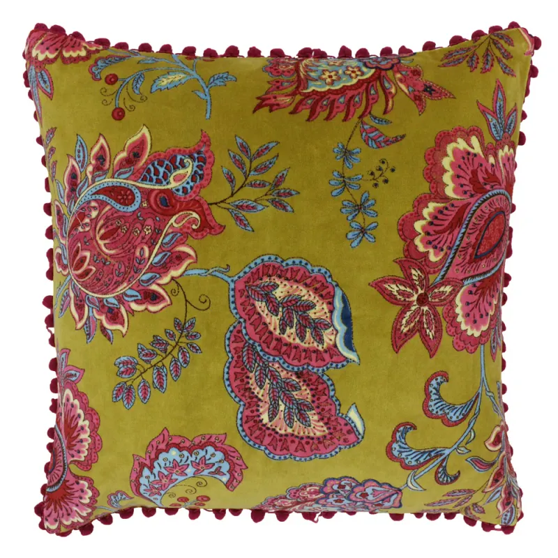 Malisa Paisley Cushion Lemon