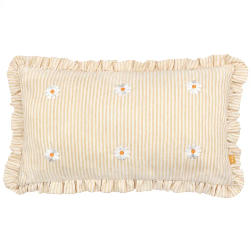Les Fleurs Embroidered Ruffle Cushion Daisies