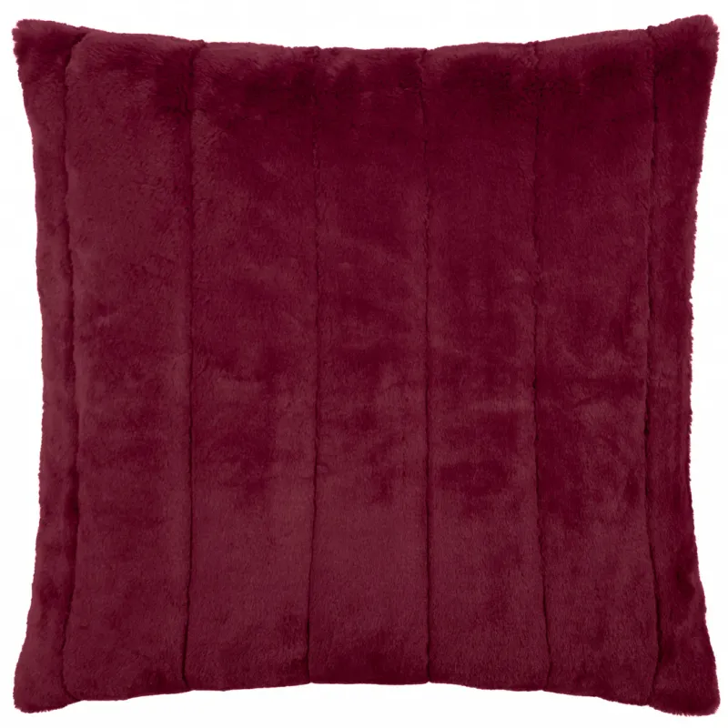 Empress Faux Fur Cushion   55 x 55 Ruby