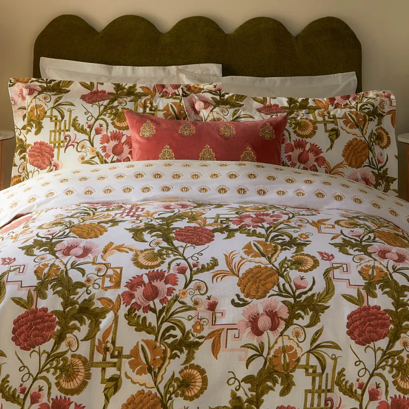 Ishana Reversible Floral Duvet Cover Set Russet