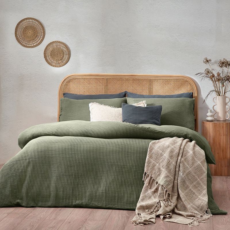 Chunky Waffle Duvet Cover Set Eucalyptus