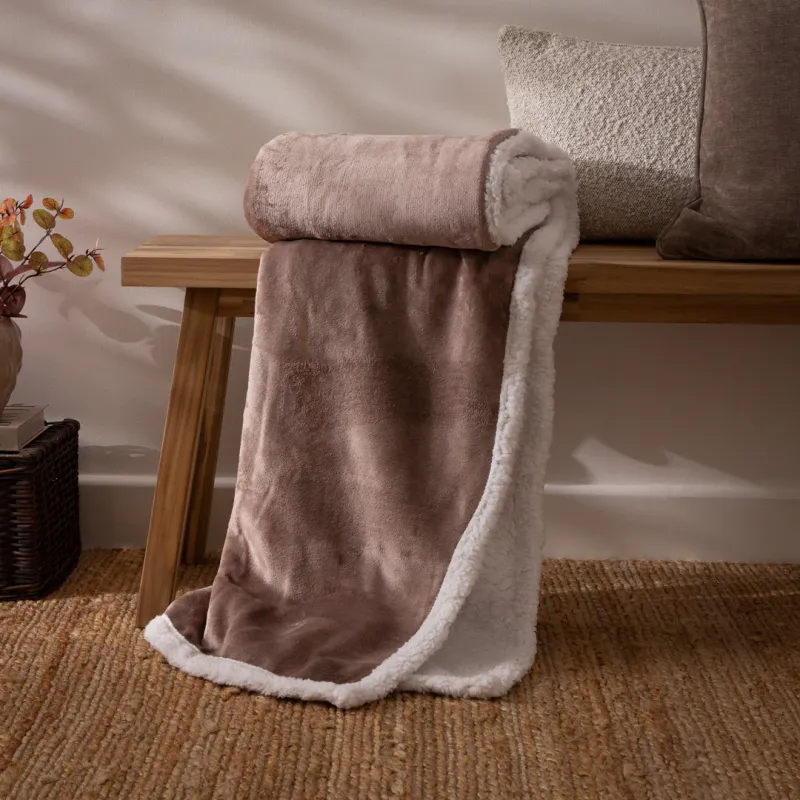 Lux Sherpa Fleece Throw Mocha