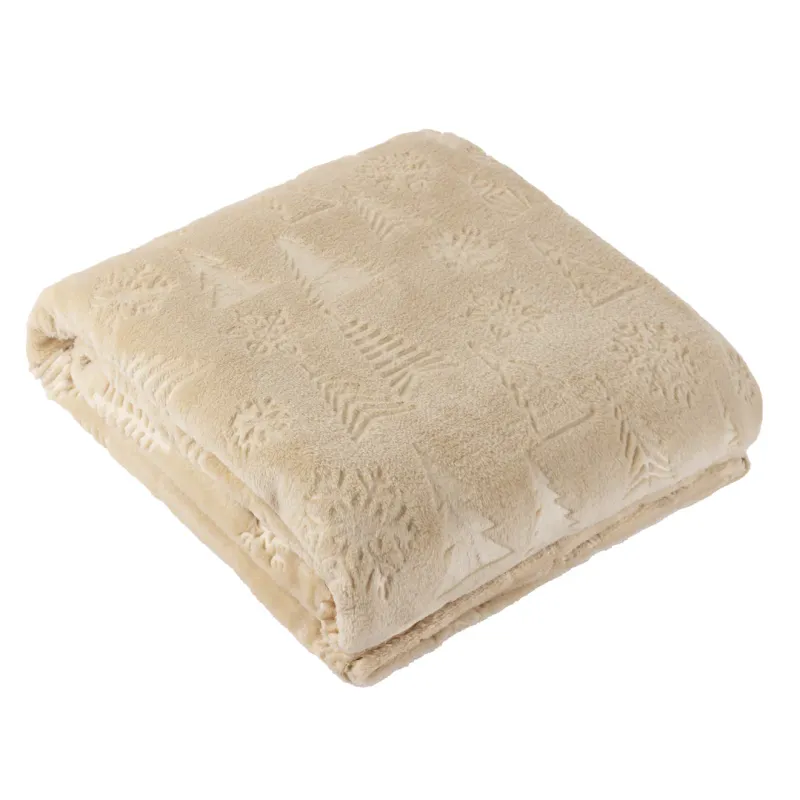 Festive Trees Fleece Throw Natural