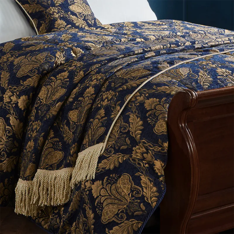 Shiraz Traditional Jacquard Throw Royal Blue