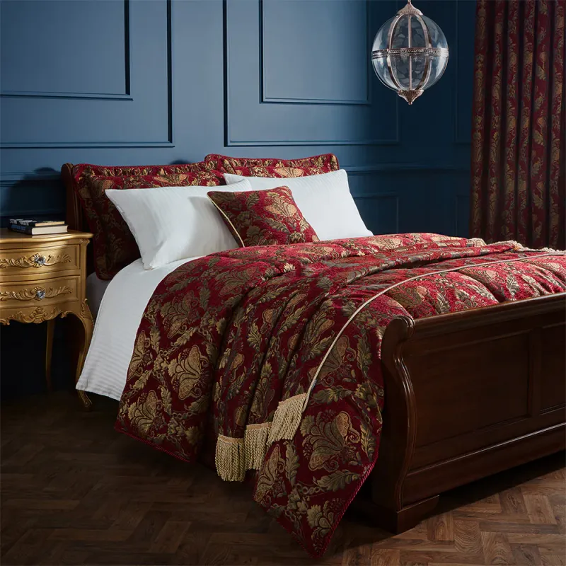 Shiraz Traditional Jacquard Bedspread Ruby