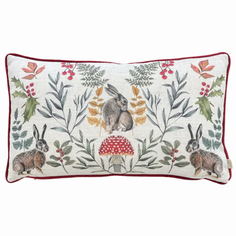 Mirrored Hare Cushion Burgundy
