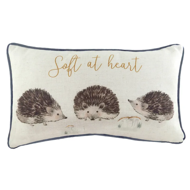 Oakwood Hedgehogs Rectangular Cushion Brown