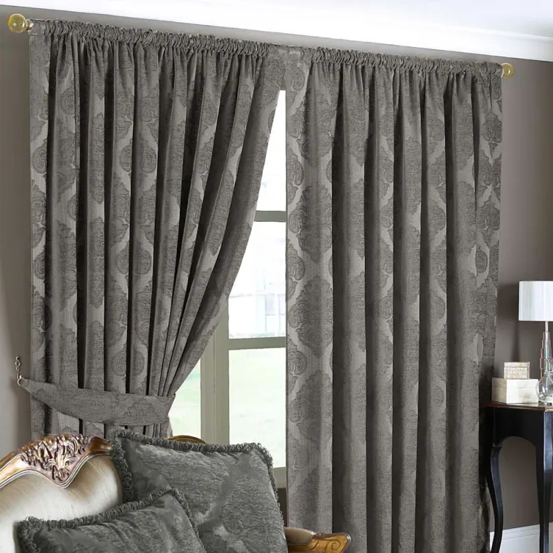 Winchester Jacquard Pencil Pleat Curtains Mocha