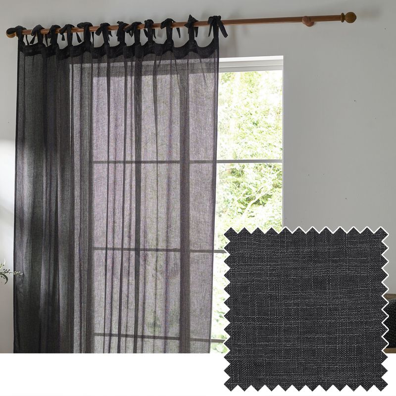 Nimbus Sheer Tie Top Curtain Black