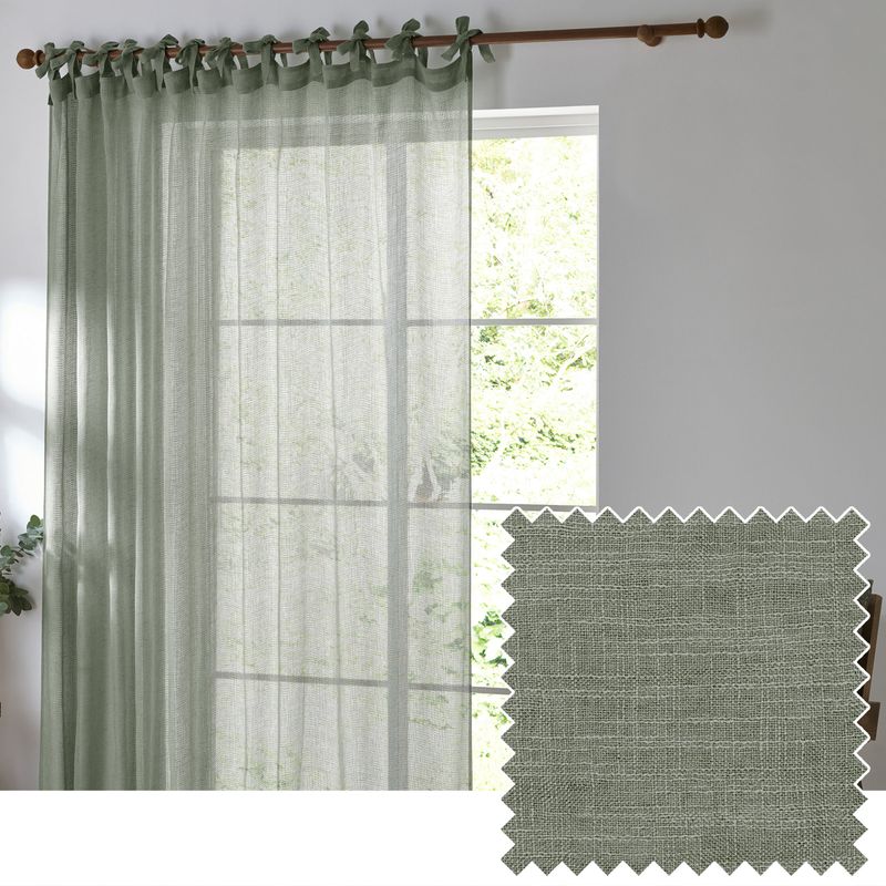 Nimbus Sheer Tie Top Curtain Eucalyptus