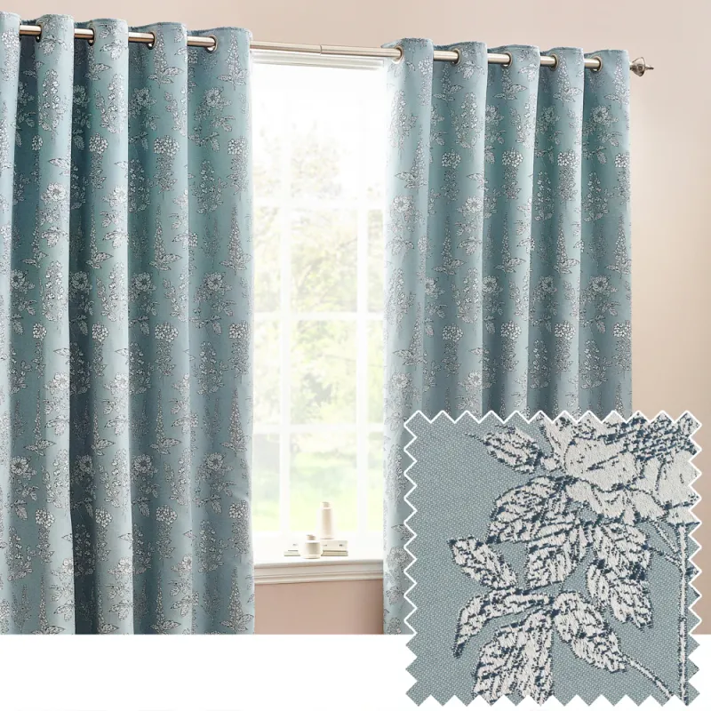 Sophia Room Darkening Eyelet Curtains Blue