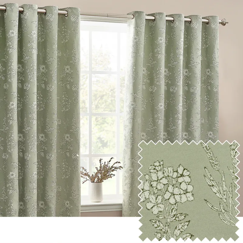 Sophia Room Darkening Eyelet Curtains Sage