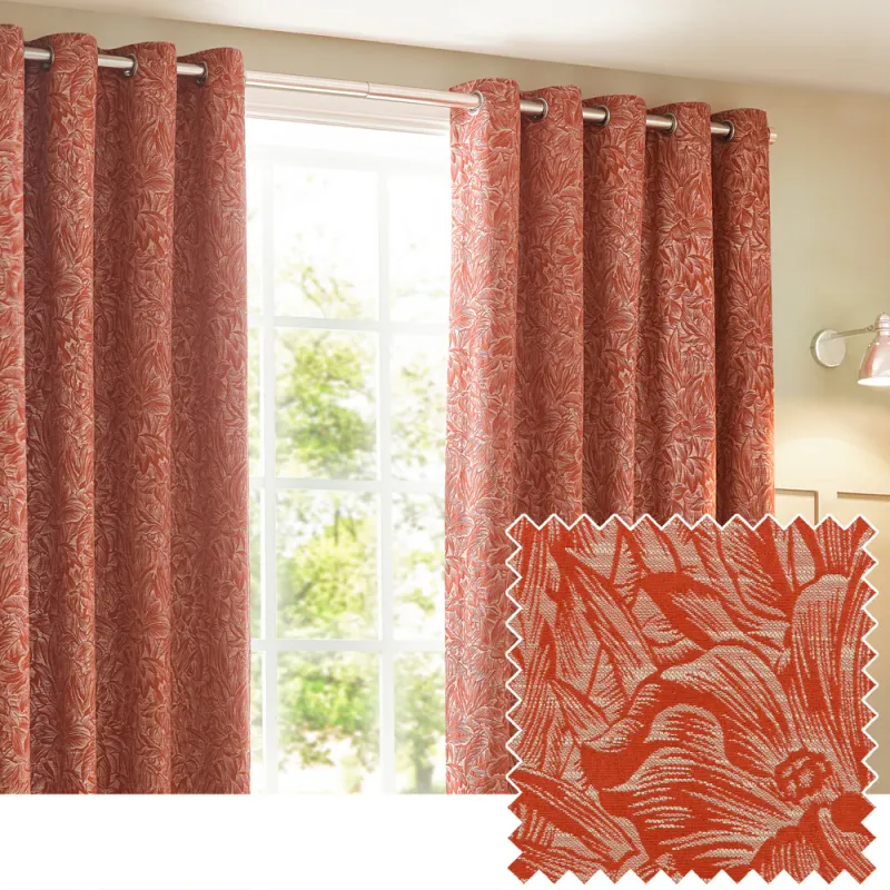 Grantley Jacquard Eyelet Curtains Brick