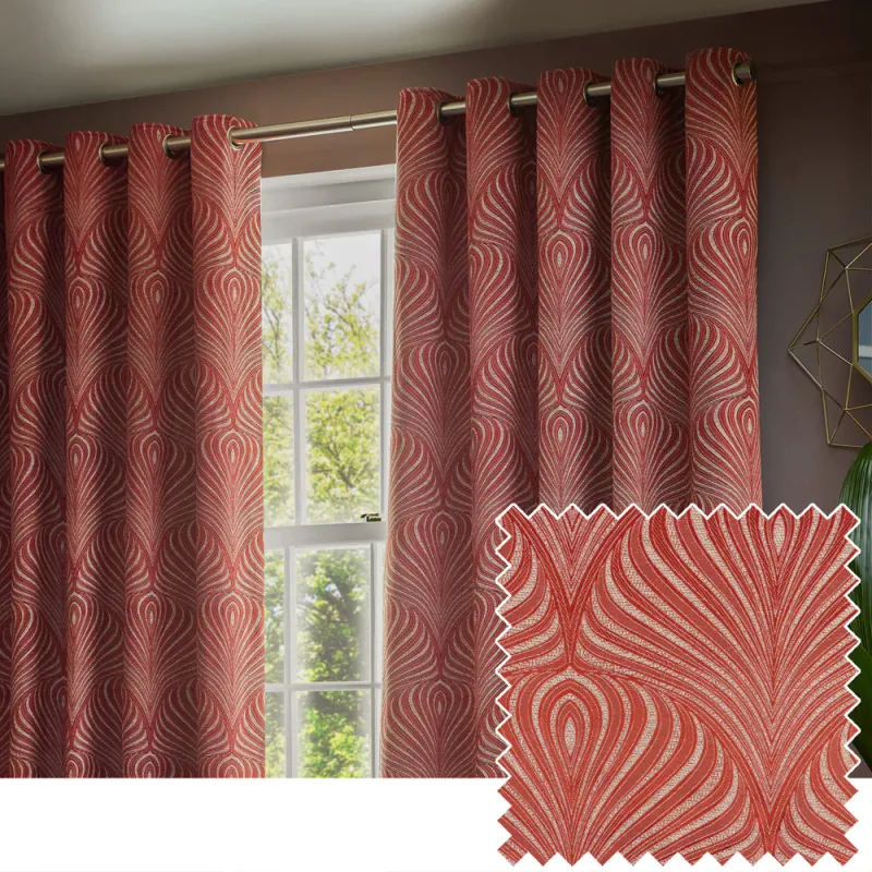 Gatsby Jacquard Eyelet Curtains Terracotta