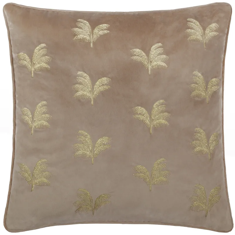 Guilded Palms Embroidered Cushion Mink