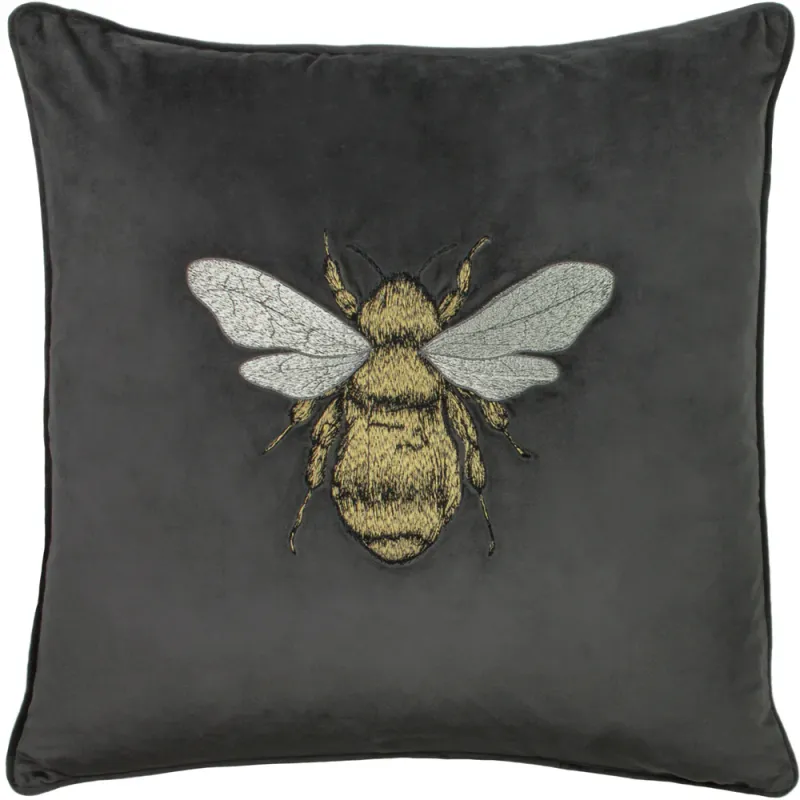 Hortus Bee Cushion Charcoal