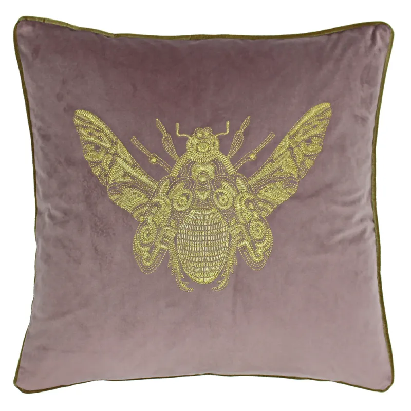 Cerana Bee Velvet Cushion Dusky Blush