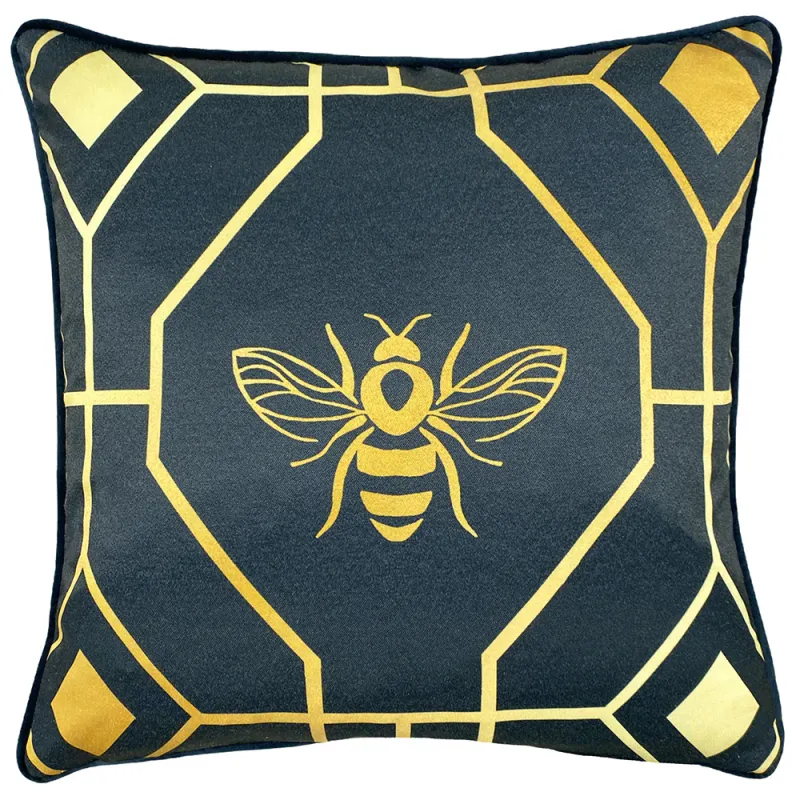 Bee Deco Geometric Cushion Navy