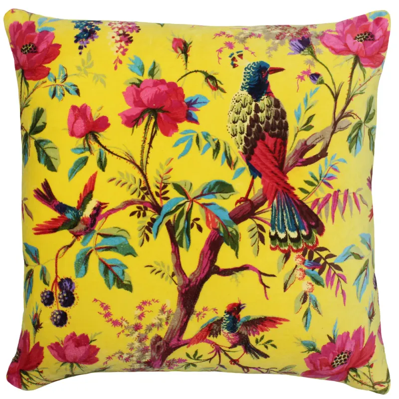 Paradise Velvet Cushion Yellow