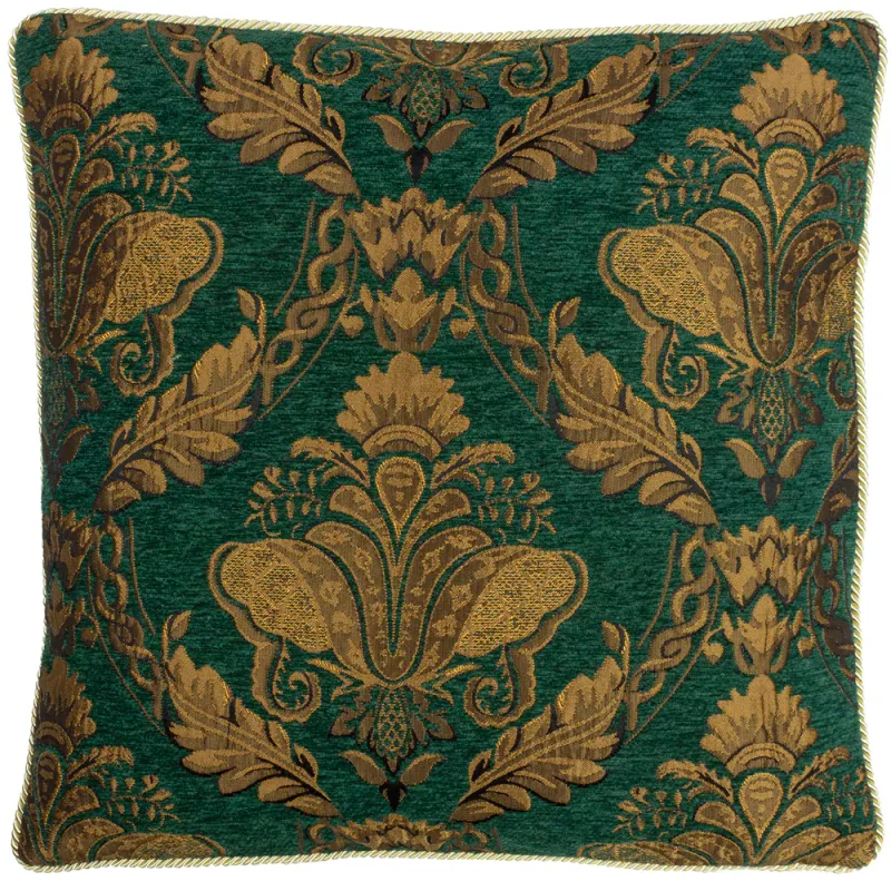 Shiraz Traditional Jacquard Chenille Cushion Emerald 45 x 45