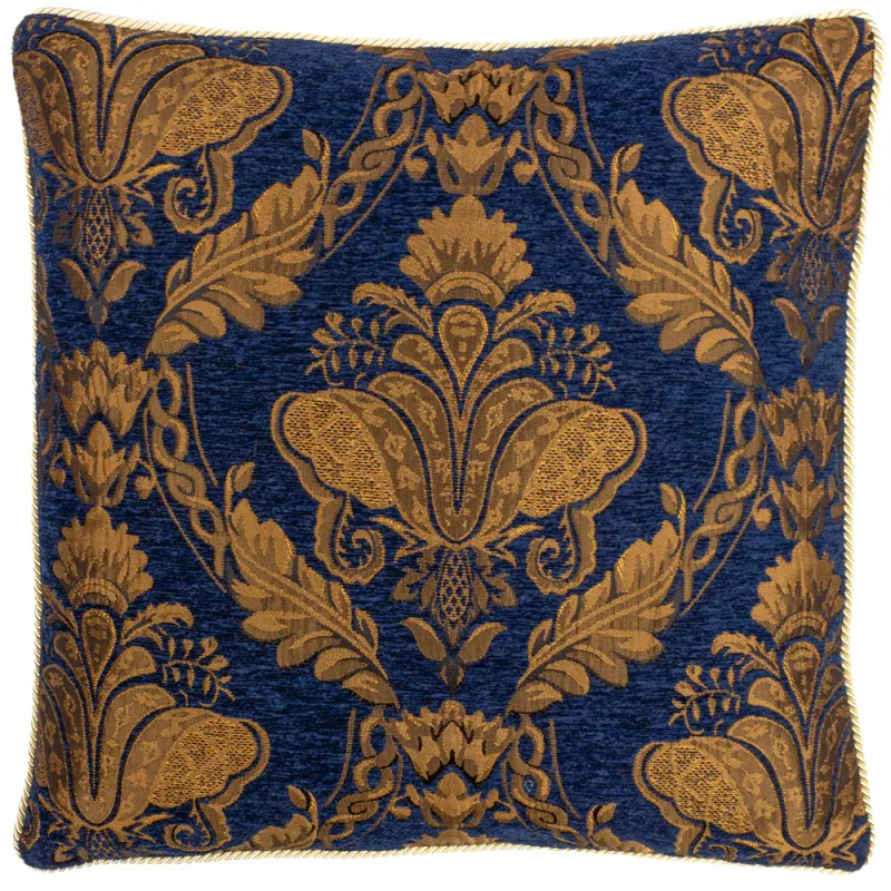 Shiraz Traditional Jacquard Chenille Cushion Navy 45 x 45