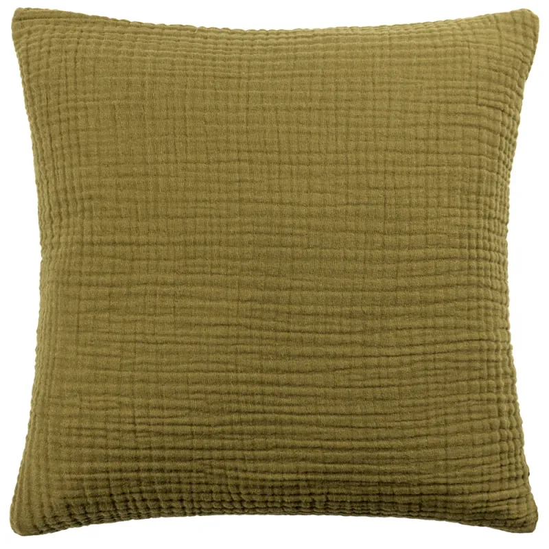 Lark Muslin Crinkle Cotton Cushion Khaki