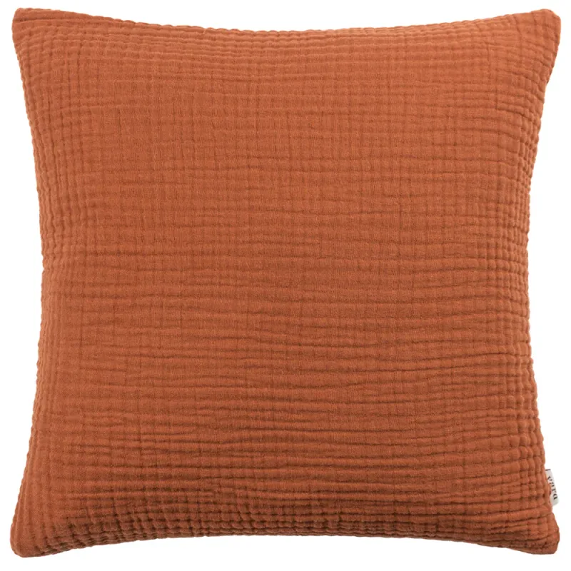 Lark Muslin Crinkle Cotton Cushion Pecan