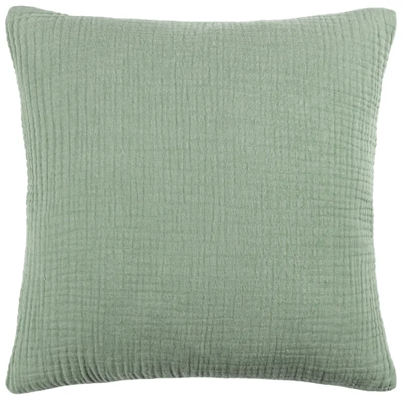 Lark Muslin Crinkle Cotton Cushion Eucalyptus