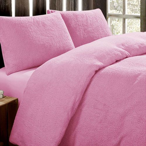 Super Soft Teddy Fleece Duvet Set Pink